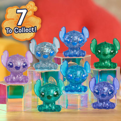 Disney Stitch Squish-a-Stitch Collectible Figures 2" Mystery Glitter Figurine Squishy Stress Relieving Fidget Blind Box (Random Color/Variant)