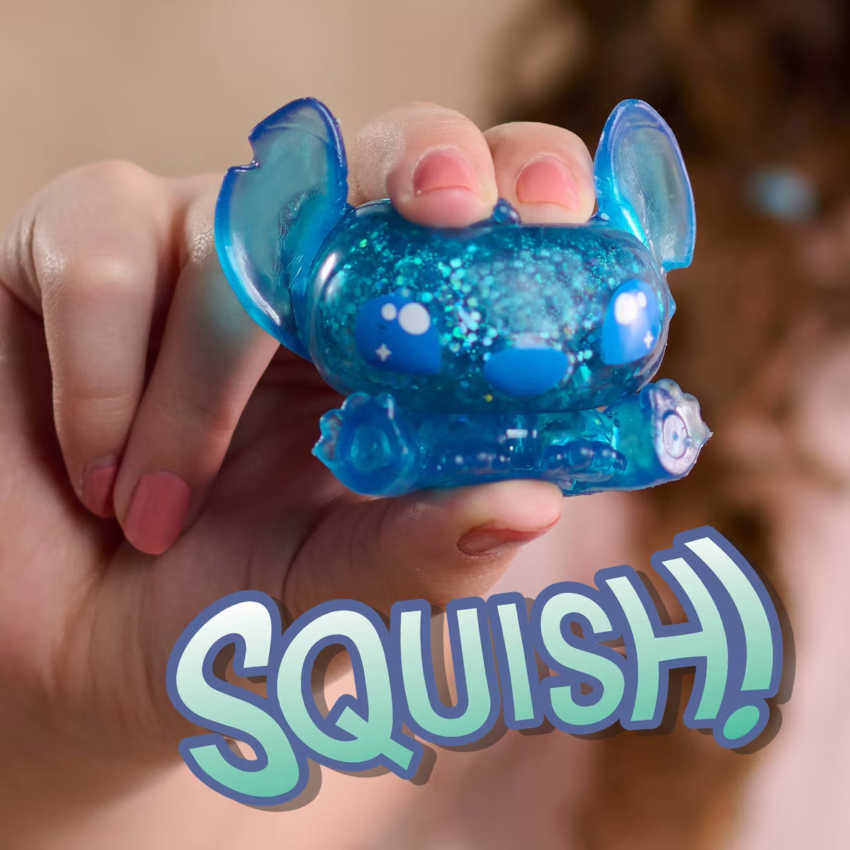 Disney Stitch Squish-a-Stitch Collectible Figures 2" Mystery Glitter Figurine Squishy Stress Relieving Fidget Blind Box (Random Color/Variant)
