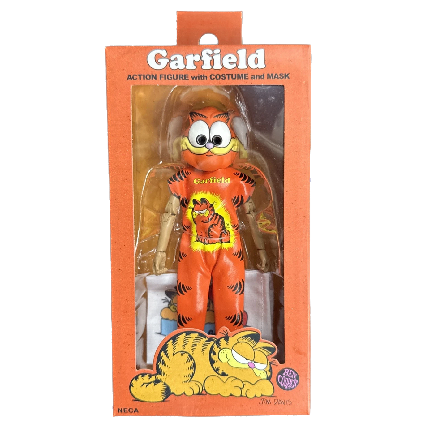 Garfield action figure with costume and mask in packaging