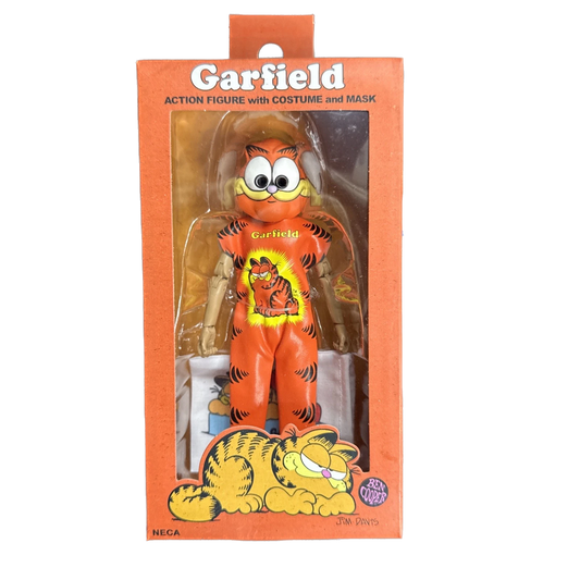 Garfield action figure with costume and mask in packaging
