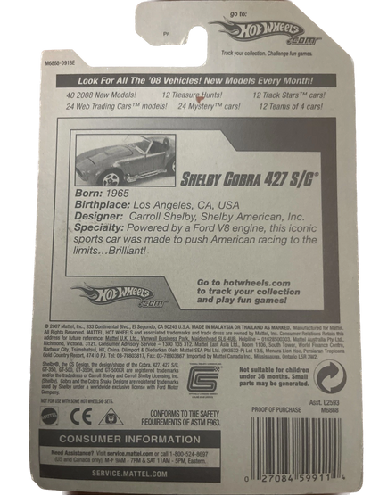 Hot Wheels - AC Shelby Cobra 427 -  Military - Green  In Package