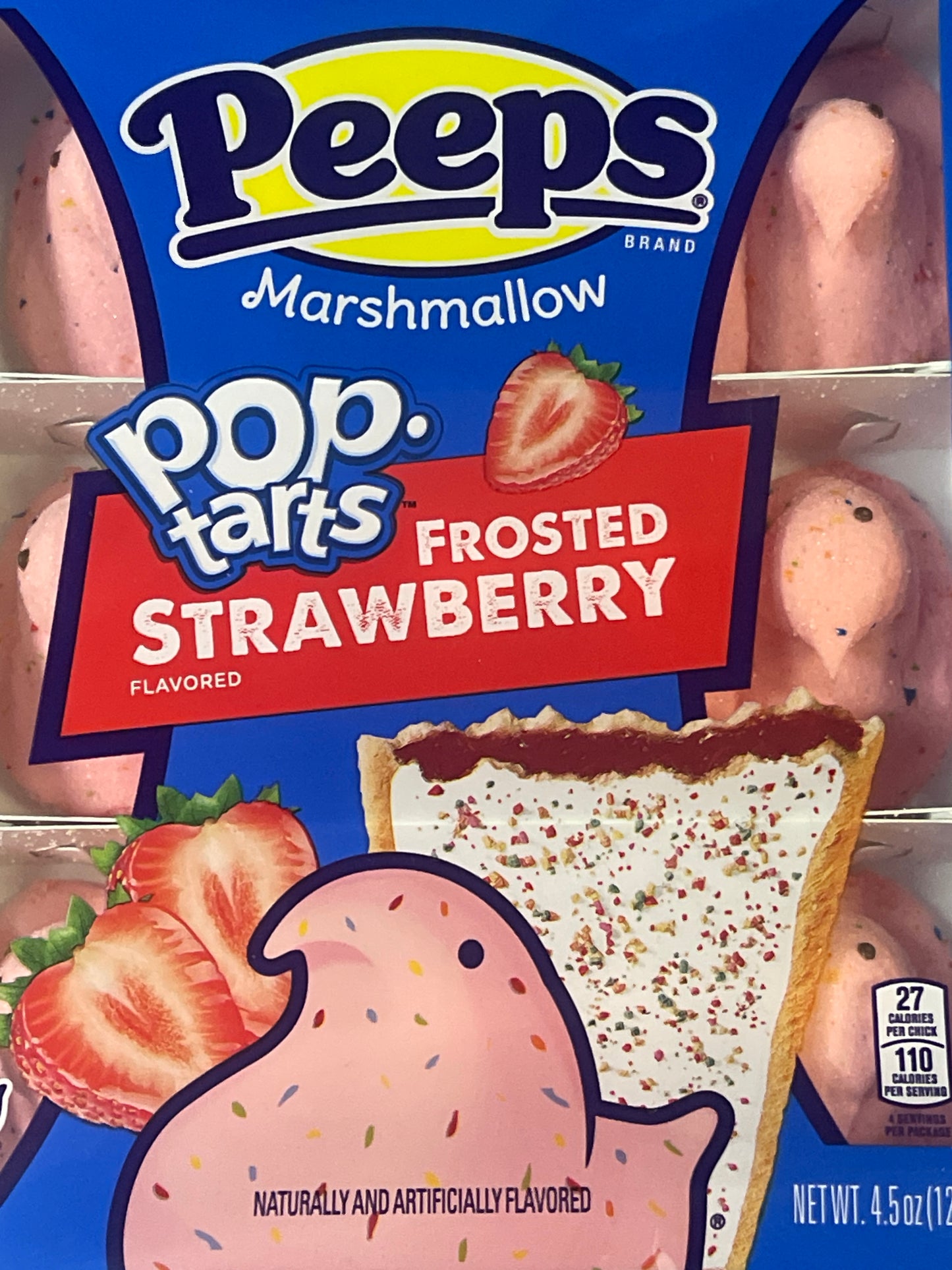 Peeps marshmallow pop-tarts with strawberry flavor packaging.