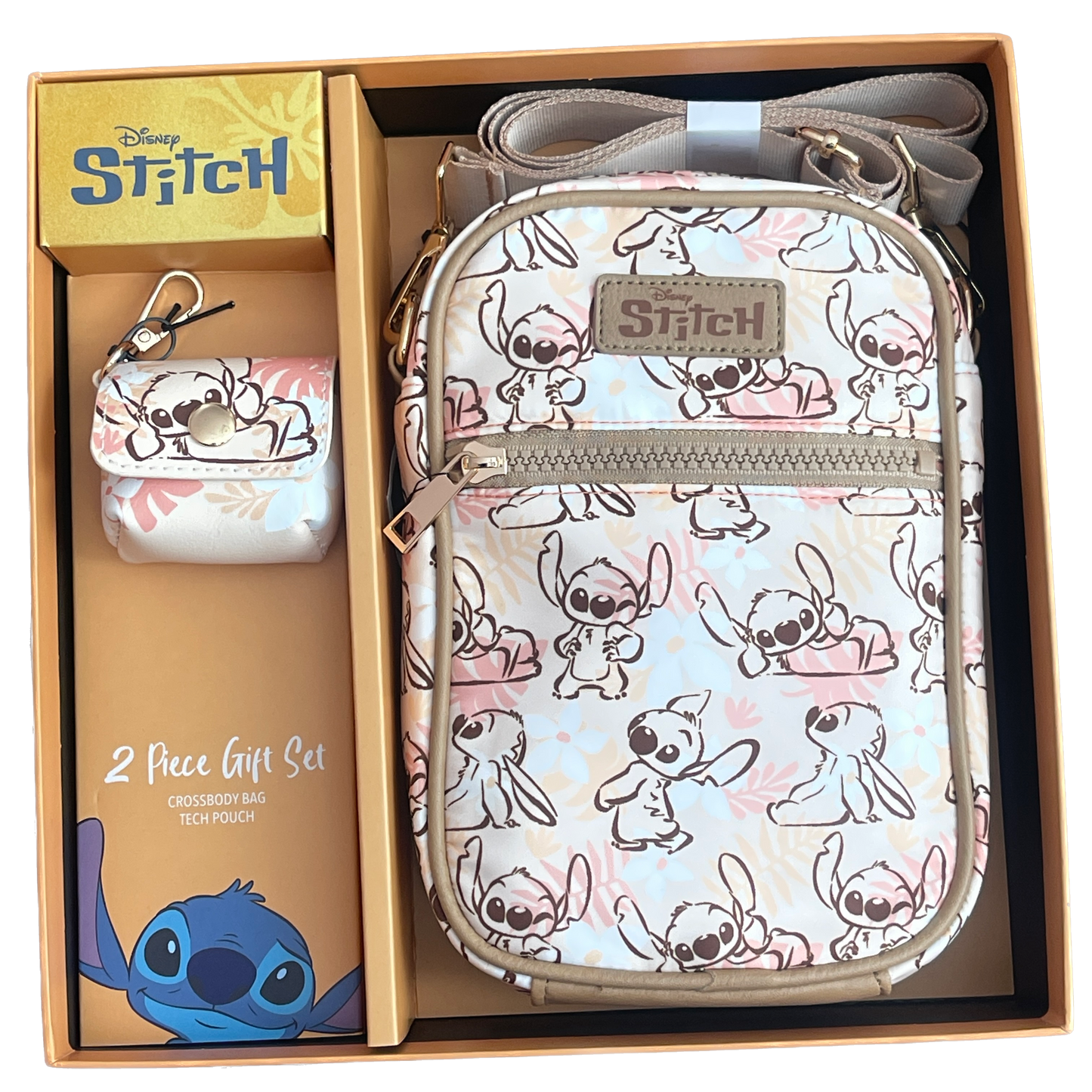 Disney Stitch Pink  2 Piece Gift Set - Crossbody Bag with Tech Pouch
