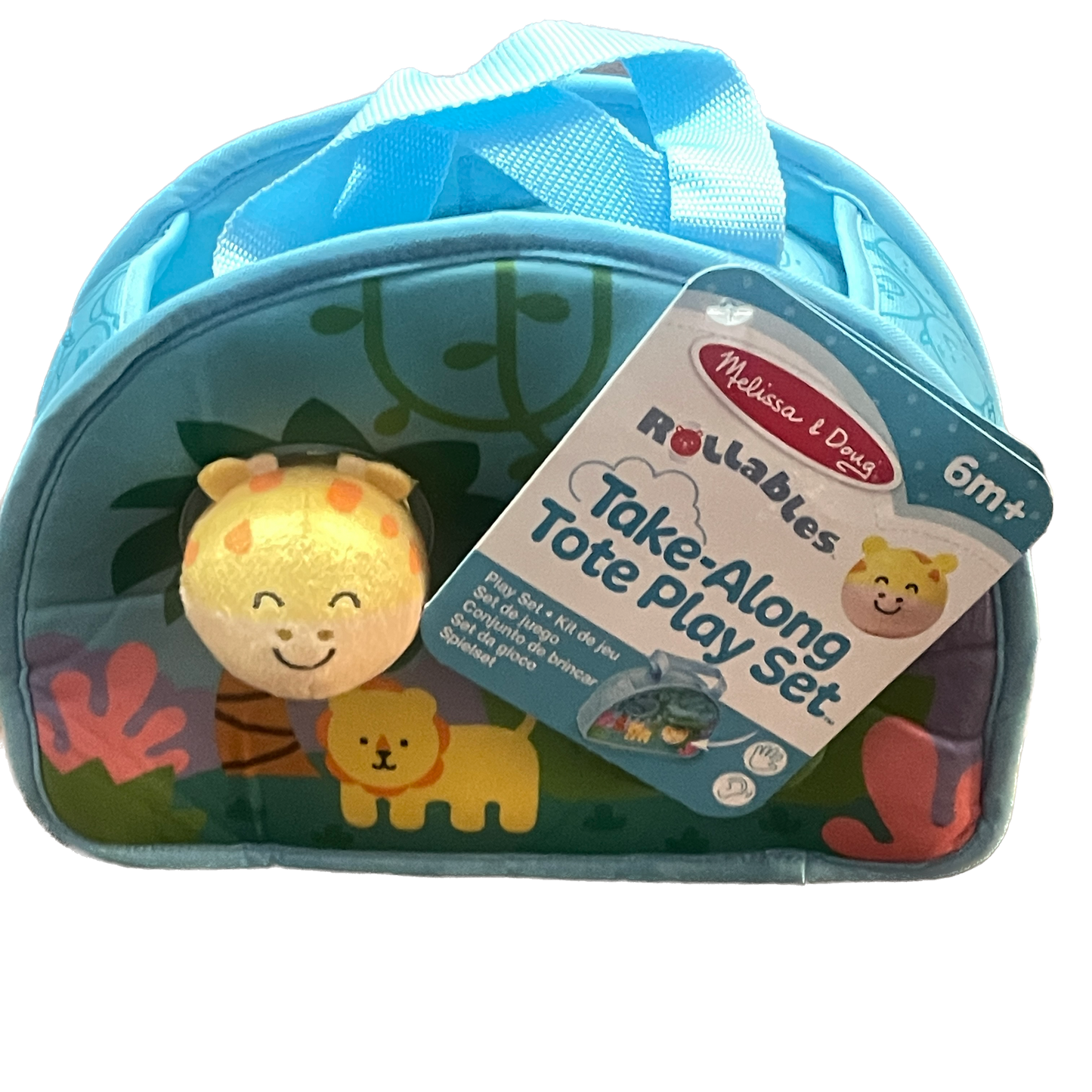 Melissa & Doug Rollables Take-Along Tote Play Set with blue carrying case on a white background