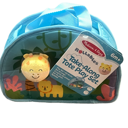 Melissa & Doug Rollables Take-Along Tote Play Set with blue carrying case on a white background