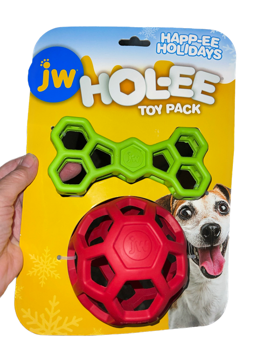 JW Pet Holee Roller Toy Pack - Bone & Ball Set for Dogs | Durable Interactive Chew Toys