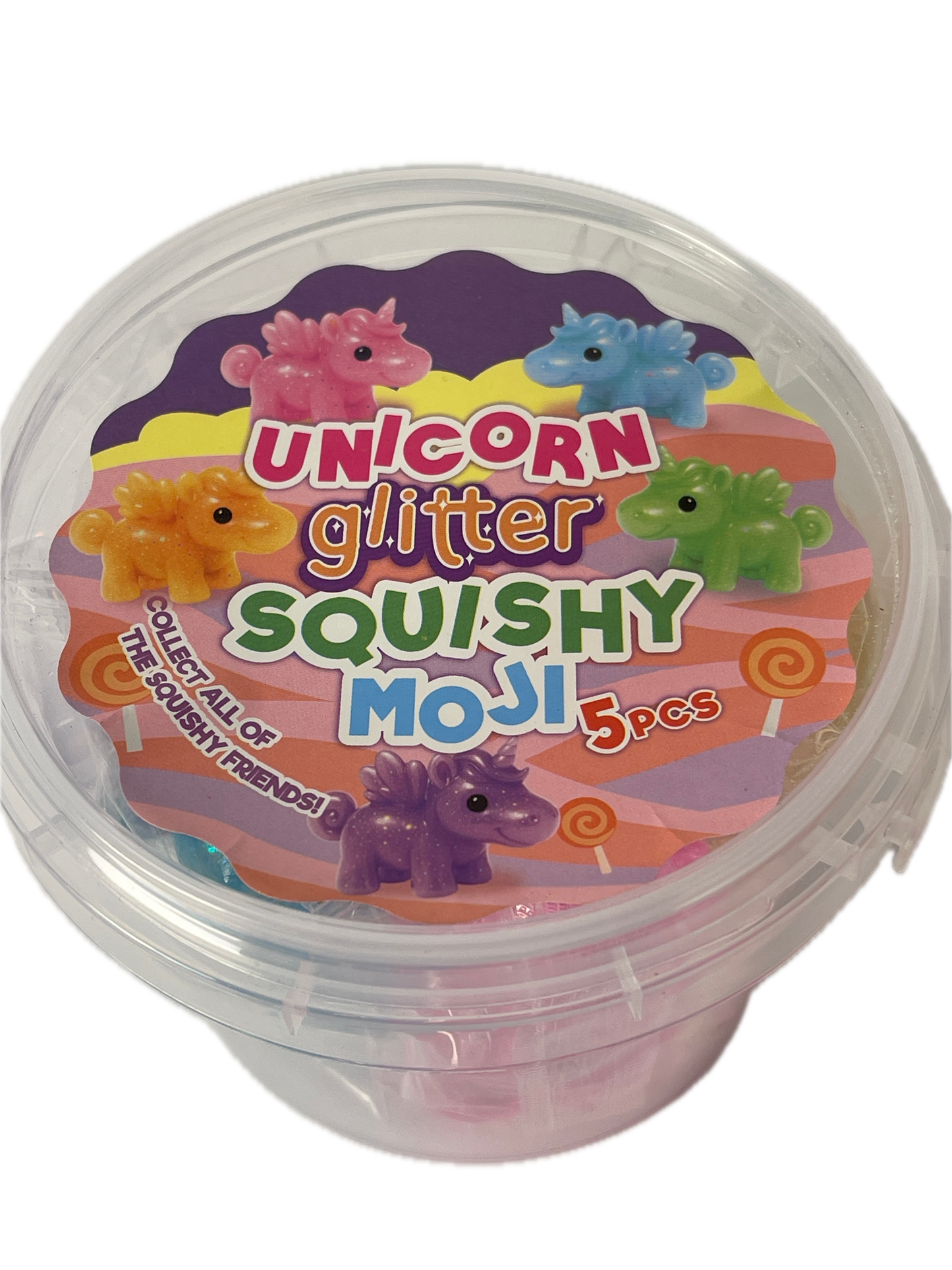 Unicorn Glitter Squishy Moji | 5-Pack