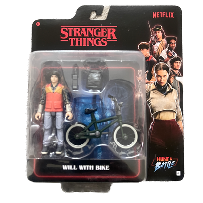Stranger Things action figure of Will with bike in packaging