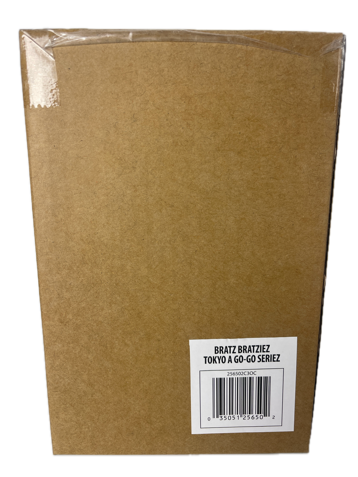 A brown cardboard box wrapped in clear plastic, featuring a white barcode label on the top right with the text 'ROZ BRAYTHEZ TOKYO 4 GO-03 SERIEZ'.