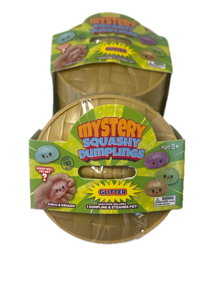 Two packages of Mystery Squashy Dumpsies toy dough in a glitter set, shown on a plain white background.