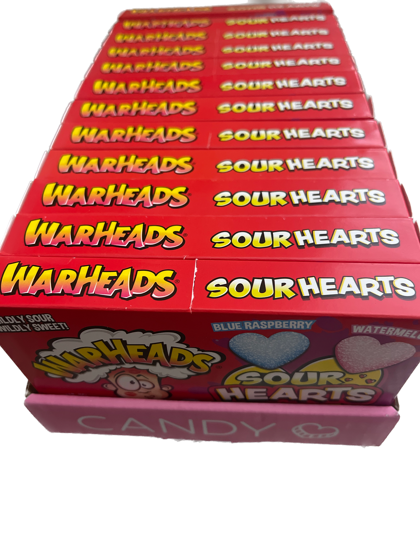 WARHEADS Sour Hearts Chewy Blue Raspberry + Watermelon | Valentines Day Candy 12 Pack