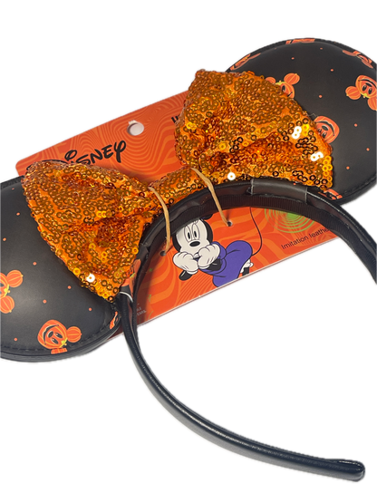 Disney x Aldi | Mickey Mouse | Black & Orange Sequin Bow Halloween Headband 2026