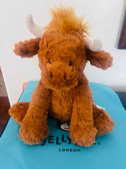 Jellycat Fuddlewuddle Highland Cow Plush Toy with Dust Cover Bag - Soft & Cuddly Stuffed Animal