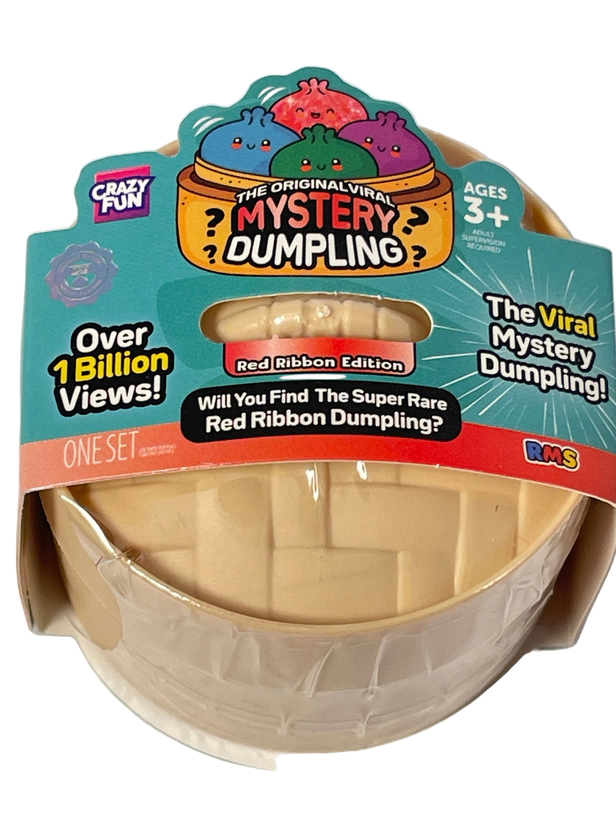 RMS Crazy Fun Mini Red Ribbon Mystery Dumpling — viral surprise squishy collectible toy, Red Ribbon Edition, ages 3+
