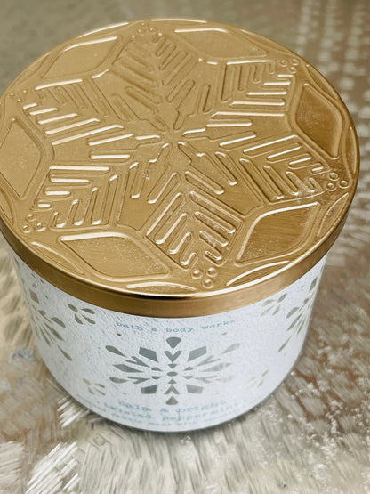 Bath & Body Works Calm & Bright Twisted Peppermint 3-Wick Candle 14.5 oz