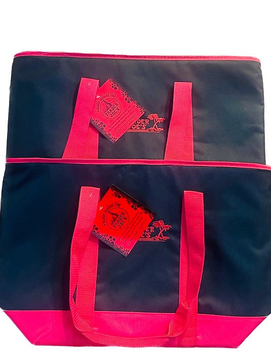 Insulated Black & Red Reusable Tote Bag - 2 Pack