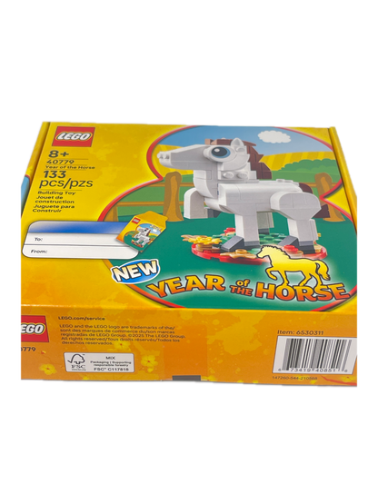 LEGO Year of the Horse box set, showing the front and side panels of the packaging on a white background.