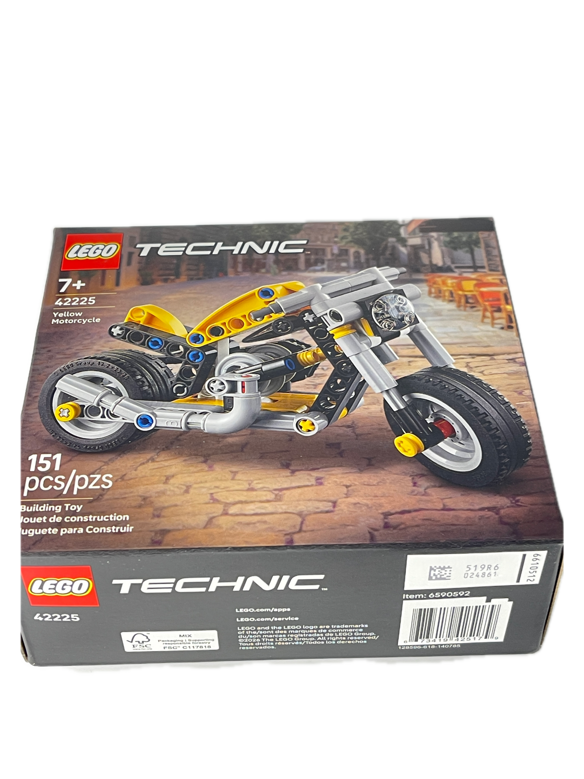 LEGO Technic 42225 Moped model kit box, showing the assembled toy moped on the front panel with LEGO and Technic branding.