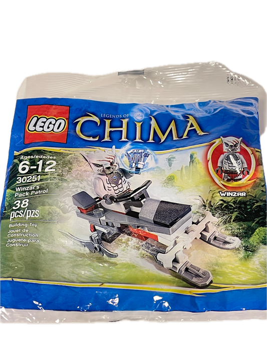 LEGO Technic Chima Vlinzir 30251 Bionic Armor kit in its original plastic packaging, featuring a blue and green box design with the LEGO logo and an illustration of the assembled toy vehicle.