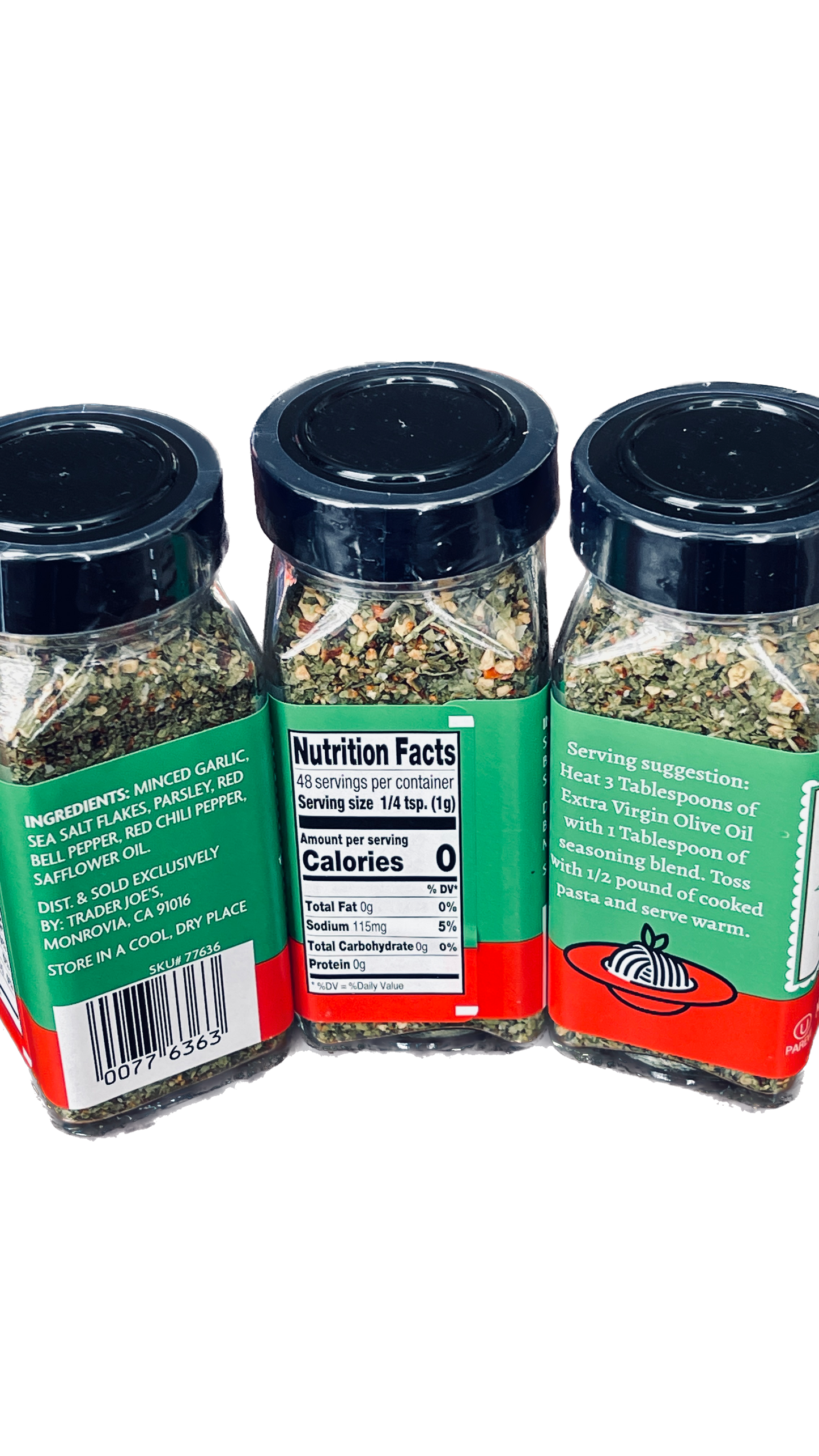 Trader Joe's Aglio Olio Garlicky & Spicy Seasoning Blend, 1.7oz 3 Pack