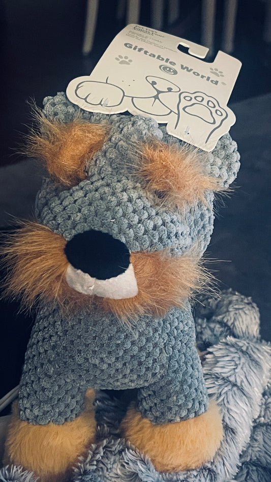 Giftable World | Corduroy Sammy Schnauzer w/Squeaker & Crinkle Ears | 9" Plush Dog Toy