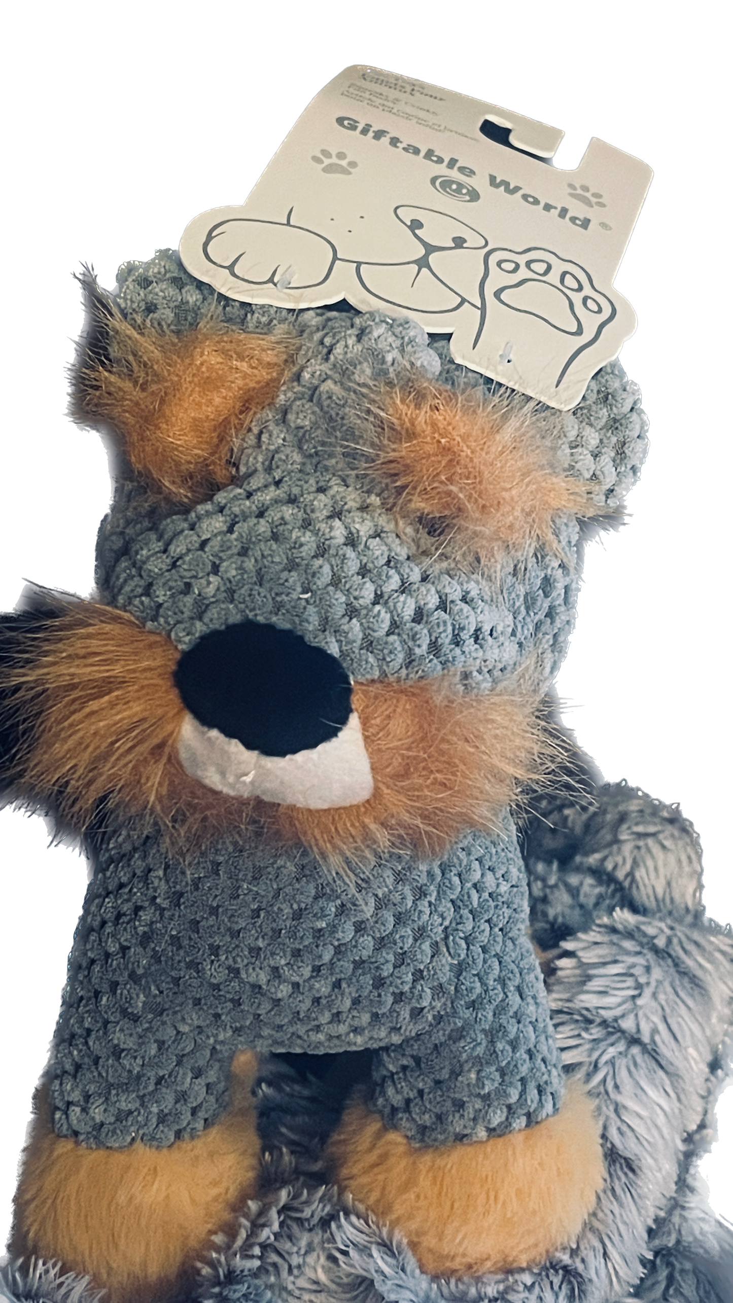 Giftable World | Corduroy Sammy Schnauzer w/Squeaker & Crinkle Ears | 9" Plush Dog Toy
