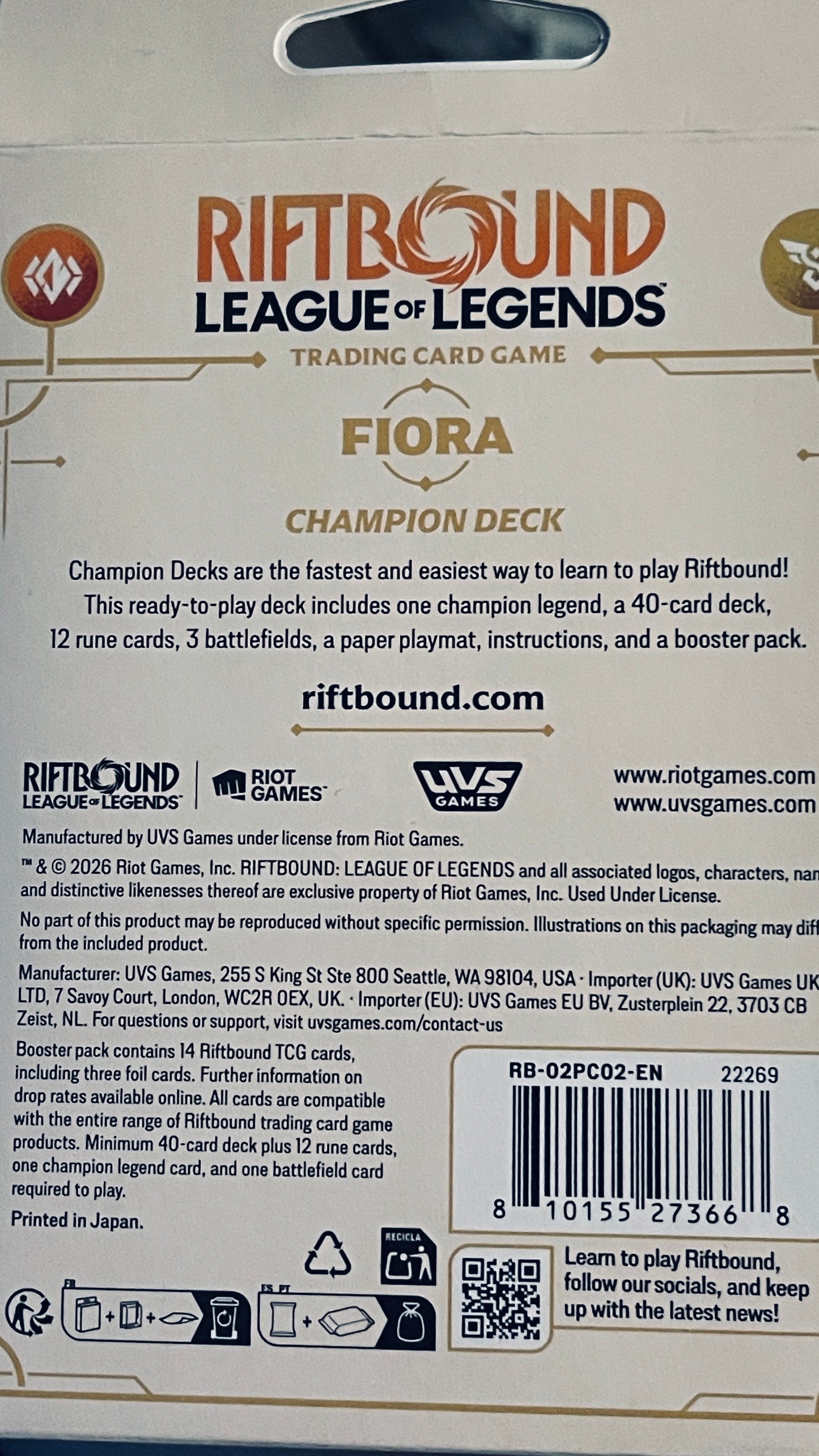 Riftbound: League of Legends TCG | Fiora Champion Deck