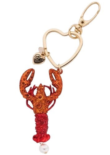 Betsy Johnson Crystal Lobster Key FOB Bag Charm