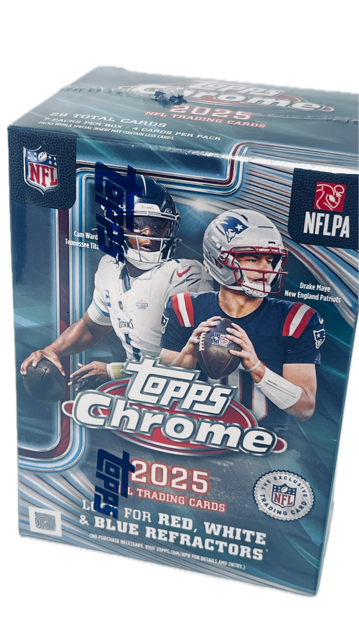 Topps Chrome 2025 NFL Trading Cards Value Box | Look for RWB Refractors
