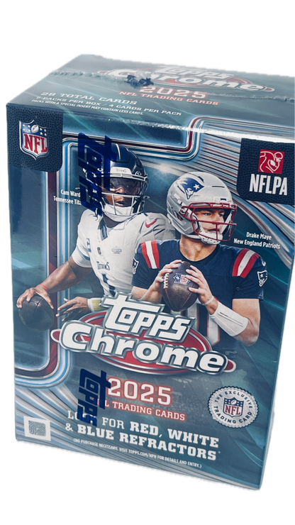 Topps Chrome 2025 NFL Trading Cards Value Box | Look for RWB Refractors