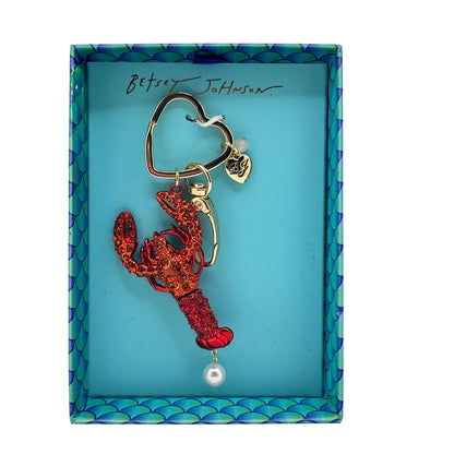 Betsey Johnson | Crystal Lobster Key FOB Bag Charm | Red Rhinestone