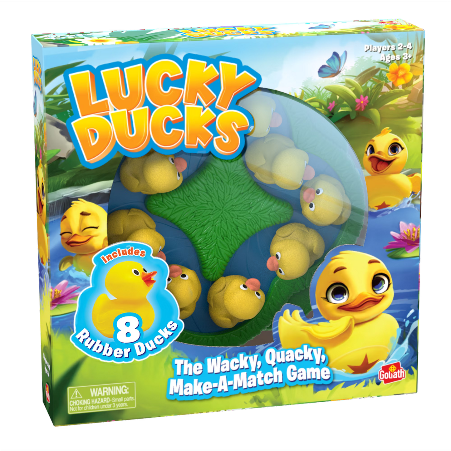 Box of 'Lucky Ducks' game with rubber ducks and colorful packaging
