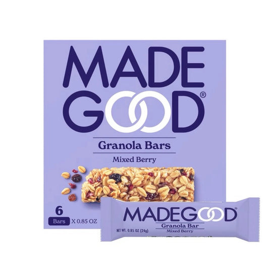 Box of Made Good Mixed Berry Granola Bars on a white background