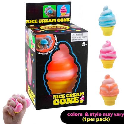 Schylling NeeDoh | Nice Cream Cone | Colors May Vary (Pink, Orange, Blue)