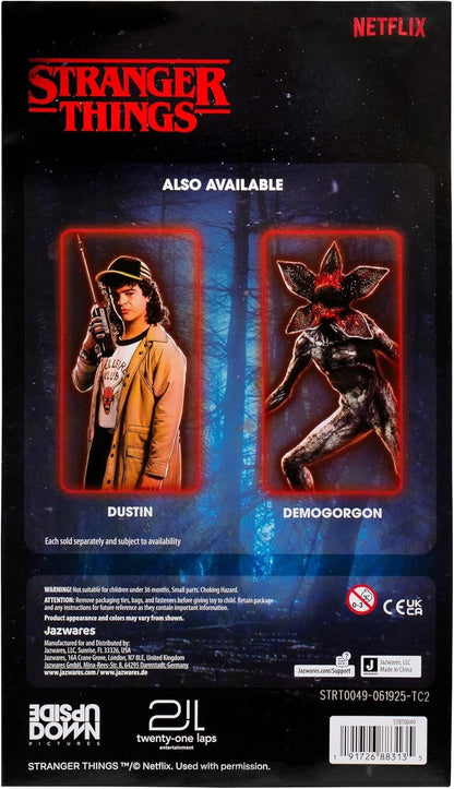 Backpack with 'Stranger Things' branding featuring Dustin and Demogorgon, Netflix logo visible.