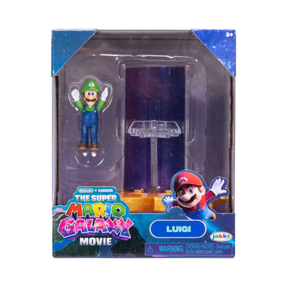 Luigi figure in packaging from 'The Super Mario Galaxy Movie' with Jakks Pacific branding.