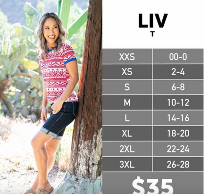 Lularoe Liv Rock and Roll Graphic Tee w/ Face Mask