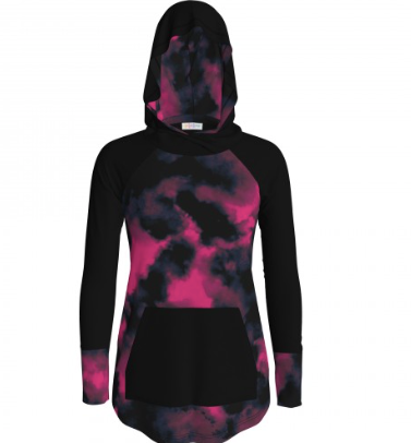 LuLaRoe S Pink/Black/Purple Tie Dye Amber Hoodie