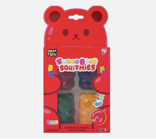 Crazy Fun Sugar Bear Scented Squishies | Fidget Toys 4 Pack