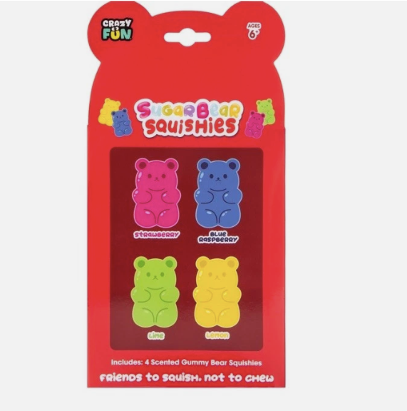 Crazy Fun Sugar Bear Scented Squishies | Fidget Toys 4 Pack
