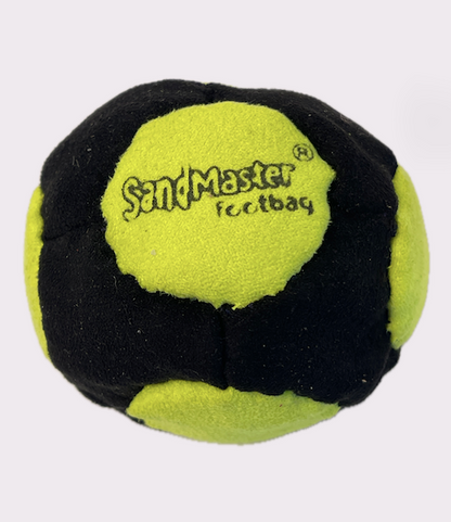 SandMaster Footbag Hacky Sack | 4-Panel Sand Filled Kick Sack Ball | Yellow & Black