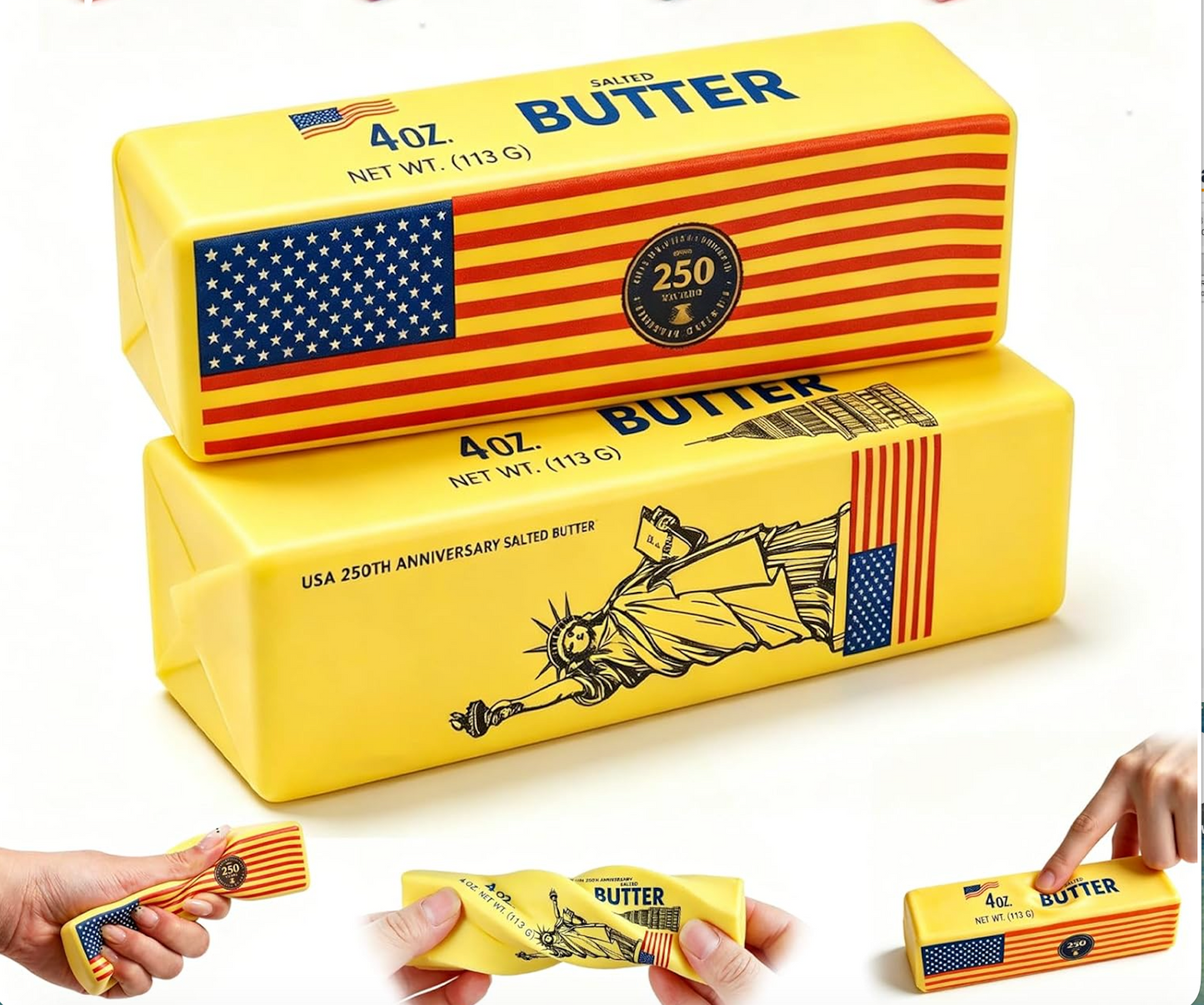 America 250 Slow Rising Butter Squishy Squeeze Toys | 2-Pack