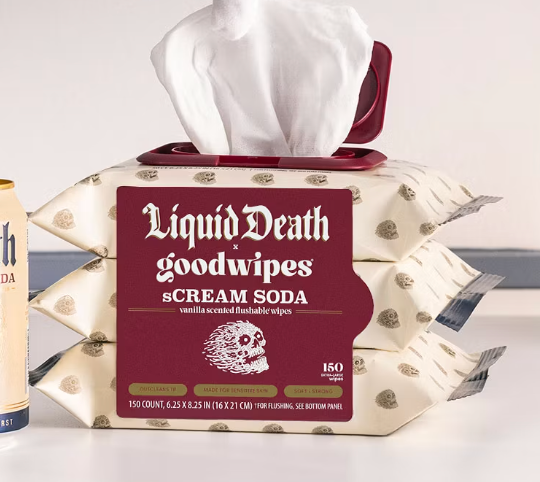 Liquid Death x Goodwipes | sCream Soda | Vanilla Scented Flushable Wipes | 3-Pack
