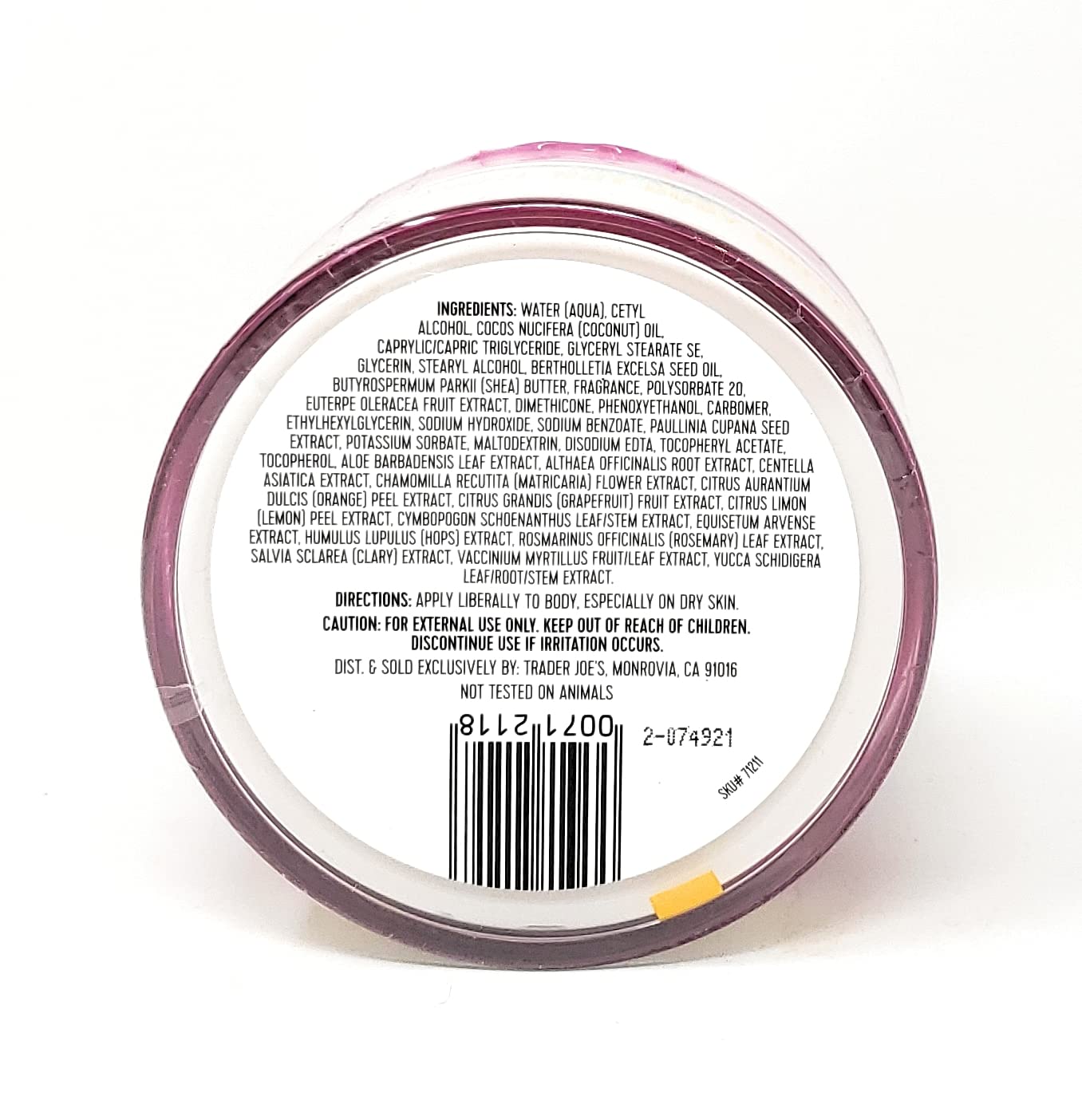 Trader Joe's Brazil Nut Body Butter | Acai + Guarana Extracts | 8 oz
