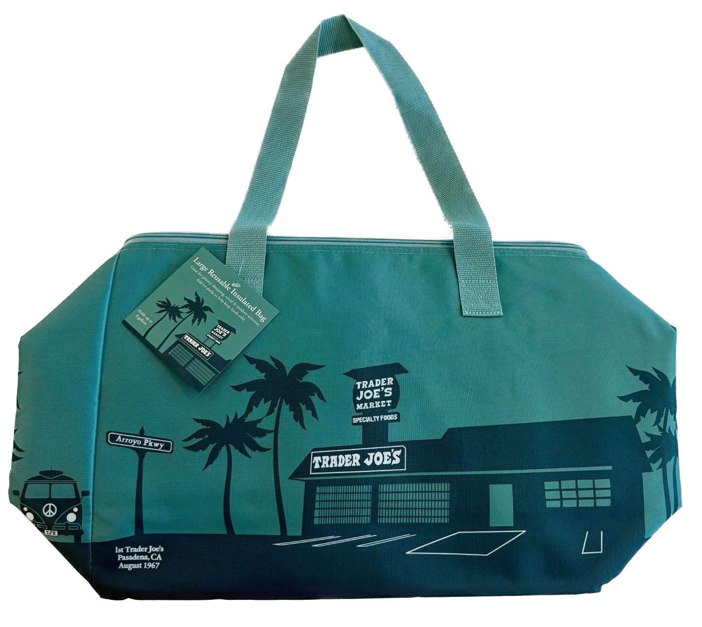 Trader Joe's Large Insulated Tote | 8 Gallon Reusable Cooler Bag | Dusty Blue