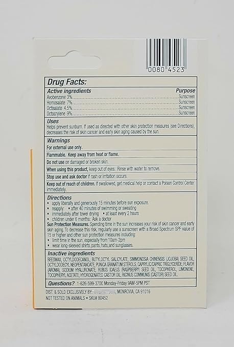 Trader Joe's Sunscreen Lip Balm SPF 30 - Citrus Scent with Vitamin E - 2 Pack