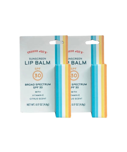 Trader Joe's Sunscreen Lip Balm SPF 30 - Citrus Scent with Vitamin E - 2 Pack