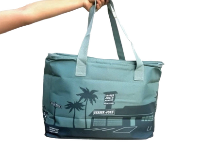 Trader Joe's Large Insulated Tote | 8 Gallon Reusable Cooler Bag | Dusty Blue