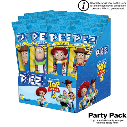 Toy Story 5 Pez candy and dispenser party pack with characters on a blue background