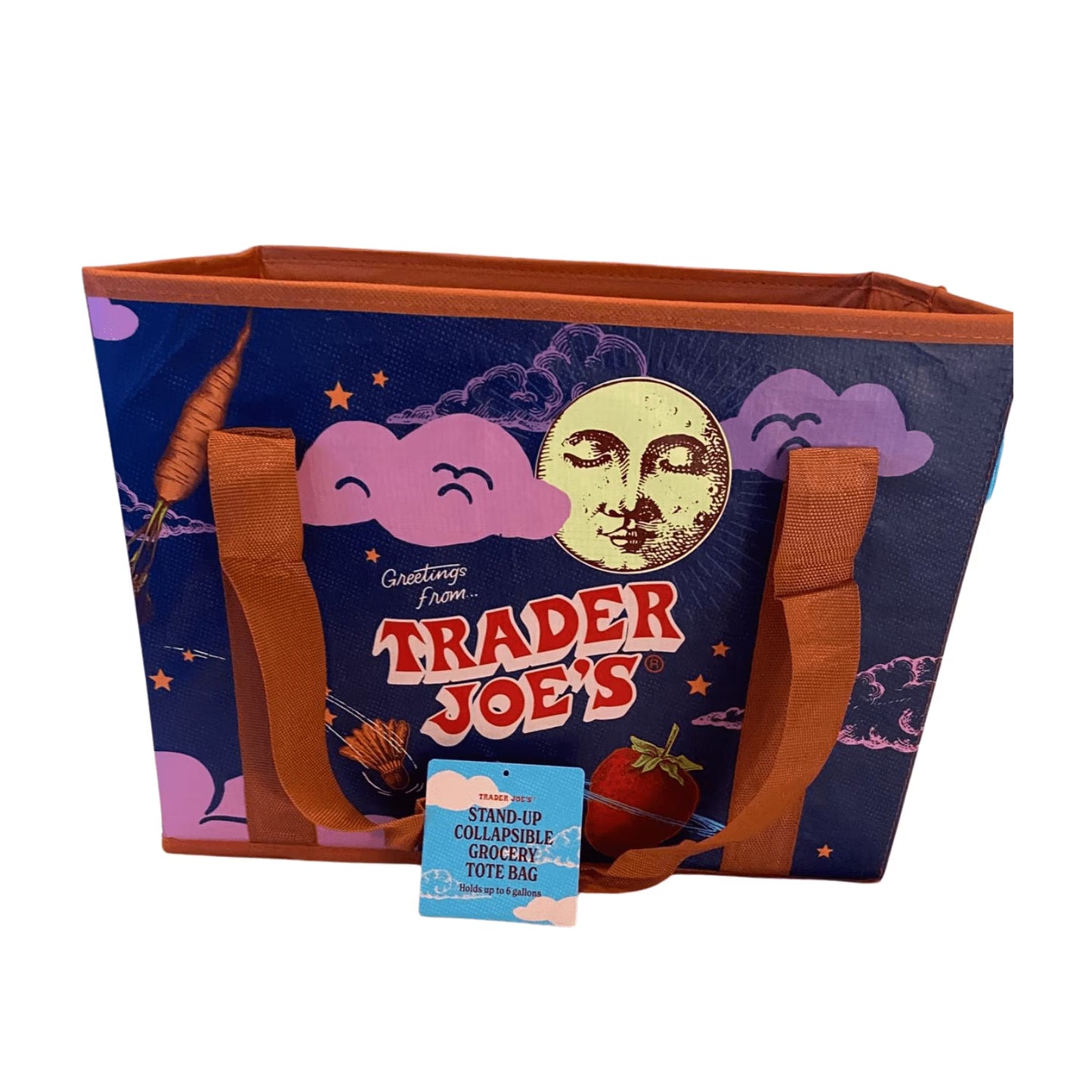Stand Up Collapsible Grocery Tote Bag, 15 x 9.5 x 10.5 inches
